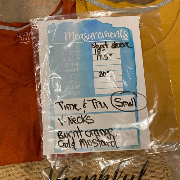 Lot Of 2 Time And Tru V-Neck Tees Small Burnt Orange & Gold Mustard - Picture 5 of 15